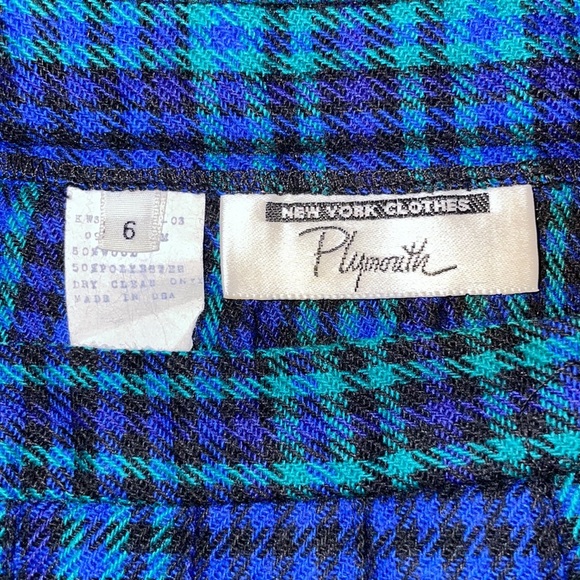 Vintage New York Clothes Plymouth Tartan Plaid Pleated Wool Blend Skirt - Picture 3 of 4